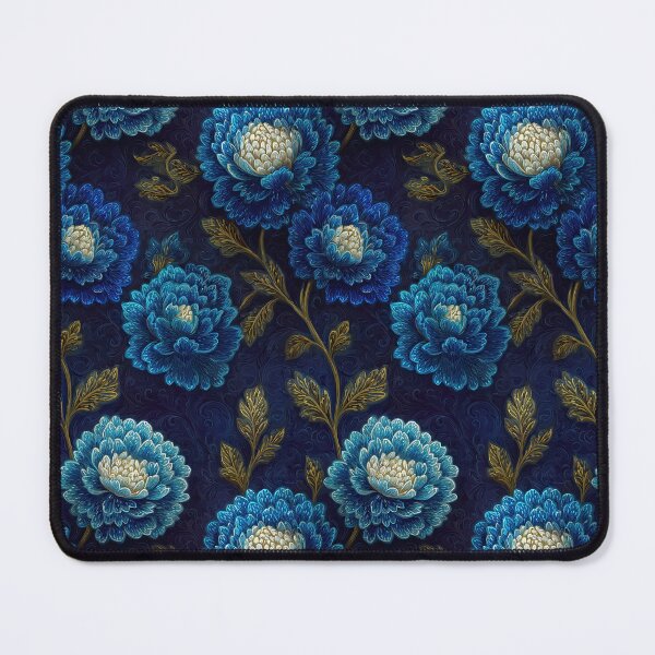 Item preview, Deep Blue Peony And Gold Foliage Vintage Pattern designed and sold by igraphixart.