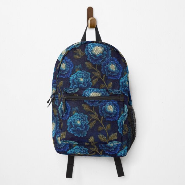 Item preview, Deep Blue Peony And Gold Foliage Vintage Pattern designed and sold by igraphixart.