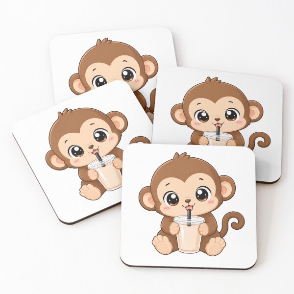 Item preview, Cute Monkey Drinking Bubble Boba Milk Tea designed and sold by Seculinator.