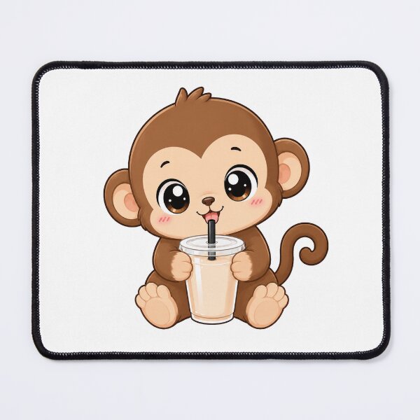 Item preview, Cute Monkey Drinking Bubble Boba Milk Tea designed and sold by Seculinator.