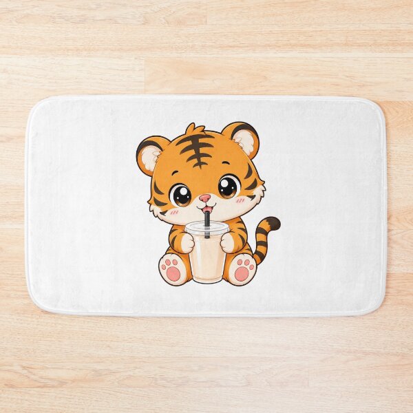 Item preview, Cute Tiger Drinking Bubble Boba Milk Tea designed and sold by Seculinator.