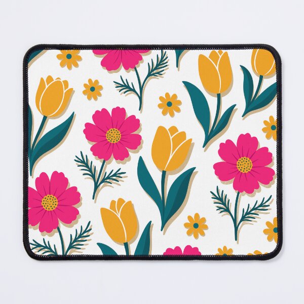 Item preview, Retro Bold Tulips Cosmos and Daisy Flowers Seamless Pattern Vector designed and sold by DiNata.