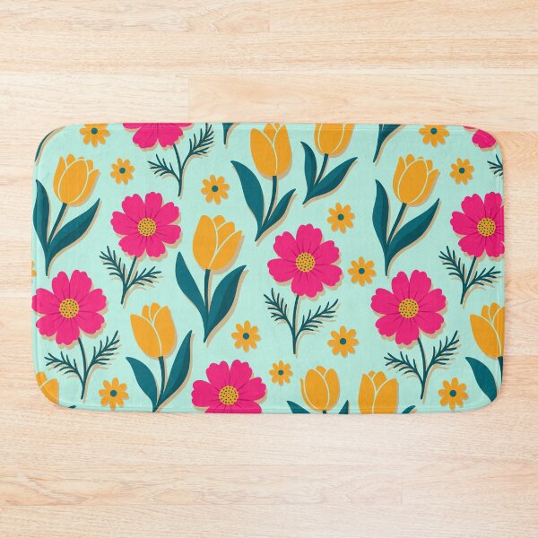 Item preview, Retro Bold Tulips Cosmos and Daisy Flowers Seamless Pattern Vector designed and sold by DiNata.