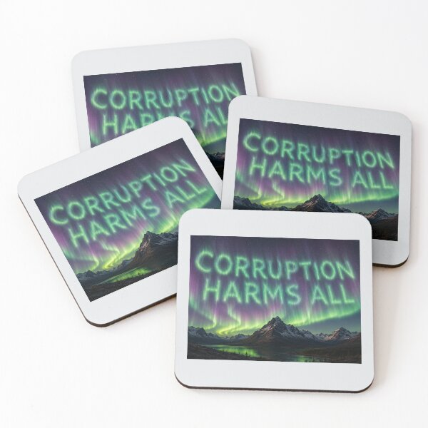 Item preview, Corruption Harms All – Aurora Borealis Over Mountain Peaks designed and sold by annenambiro.