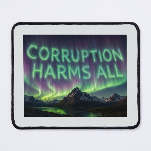 Item preview, Corruption Harms All – Aurora Borealis Over Mountain Peaks designed and sold by annenambiro.