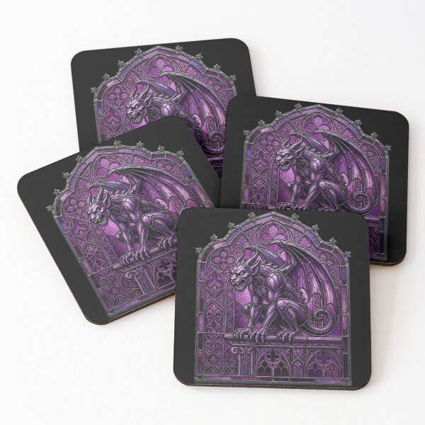 Item preview, Purple Stained Glass Gothic Gargoyle Art designed and sold by David Mateo ArtWorks.