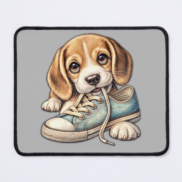 Item preview, Cute Puppy Chewing Sneaker Lace | Colorful Dog Lover Art Sticker | Adorable Beagle Cartoon designed and sold by Akseries.