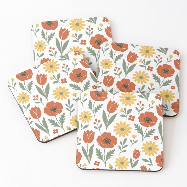 Item preview, Retro Flat Poppies Tulips and Daisies Flowers Seamless Pattern Vector designed and sold by DiNata.