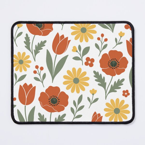 Item preview, Retro Flat Poppies Tulips and Daisies Flowers Seamless Pattern Vector designed and sold by DiNata.