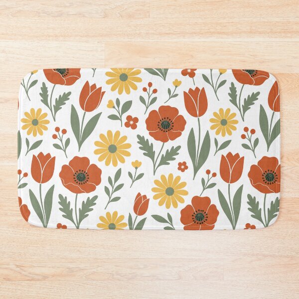 Item preview, Retro Flat Poppies Tulips and Daisies Flowers Seamless Pattern Vector designed and sold by DiNata.