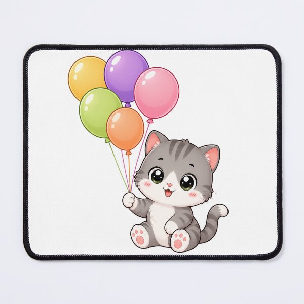 Item preview, Cute Cat Holding Colorful Balloons Birthday Art designed and sold by Seculinator.