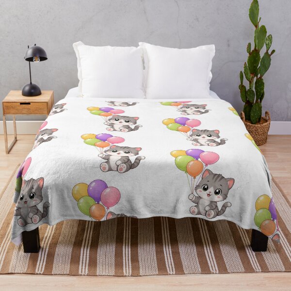 Item preview, Cute Cat Holding Colorful Balloons Birthday Art designed and sold by Seculinator.