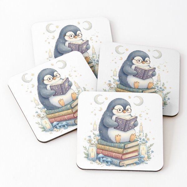 Item preview, Moonlit Reading Penguin | Cozy Book Lover Cottagecore Art. designed and sold by Clothes With Smiling Animals Walt Gral.