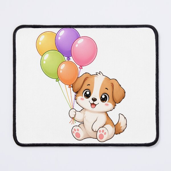 Item preview, Cute Puppy Holding Colorful Balloons Birthday Art designed and sold by Seculinator.