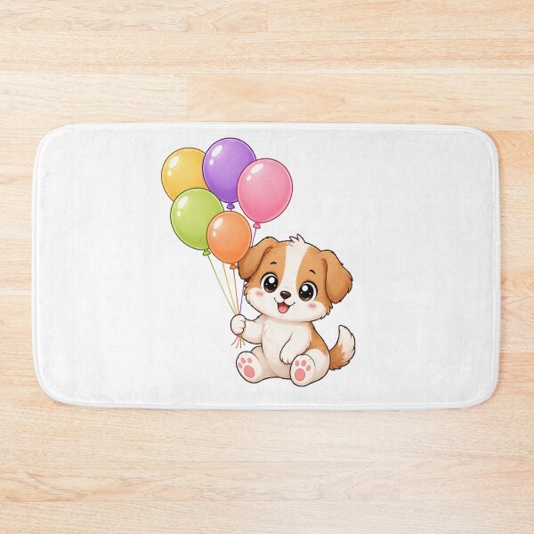 Item preview, Cute Puppy Holding Colorful Balloons Birthday Art designed and sold by Seculinator.