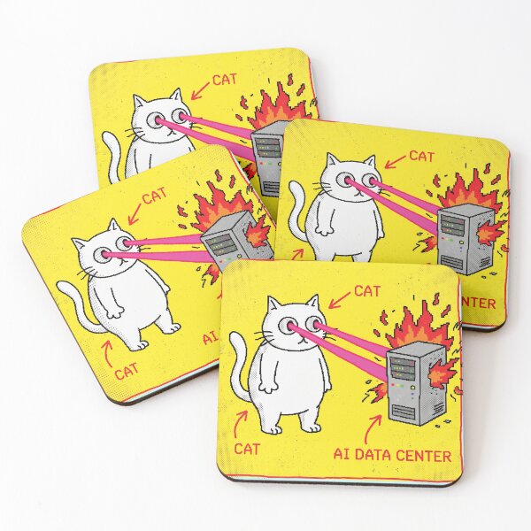 Item preview, Funny Cat Laser Destroying AI Data Center Retro Pixel Meme designed and sold by AdyKurniawan.