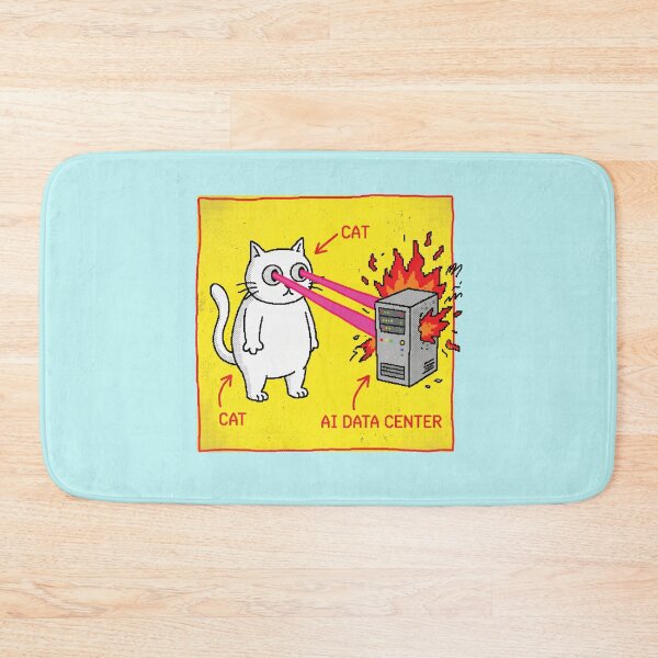 Item preview, Funny Cat Laser Destroying AI Data Center Retro Pixel Meme designed and sold by AdyKurniawan.