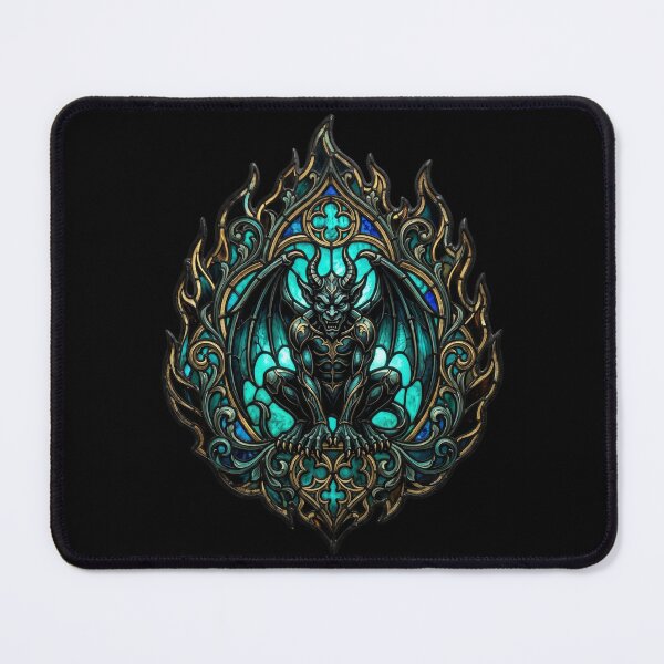 Item preview, Gothic Turquoise Stained Glass Gargoyle Emblem designed and sold by David Mateo ArtWorks.