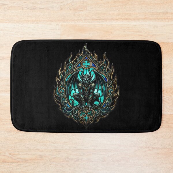 Item preview, Gothic Turquoise Stained Glass Gargoyle Emblem designed and sold by David Mateo ArtWorks.