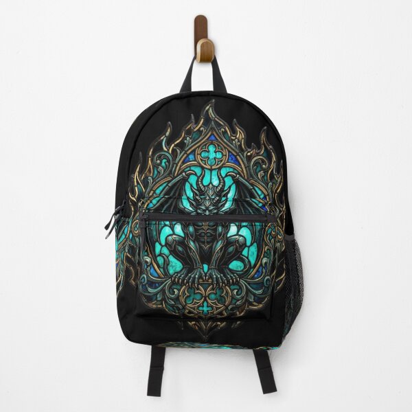 Item preview, Gothic Turquoise Stained Glass Gargoyle Emblem designed and sold by David Mateo ArtWorks.