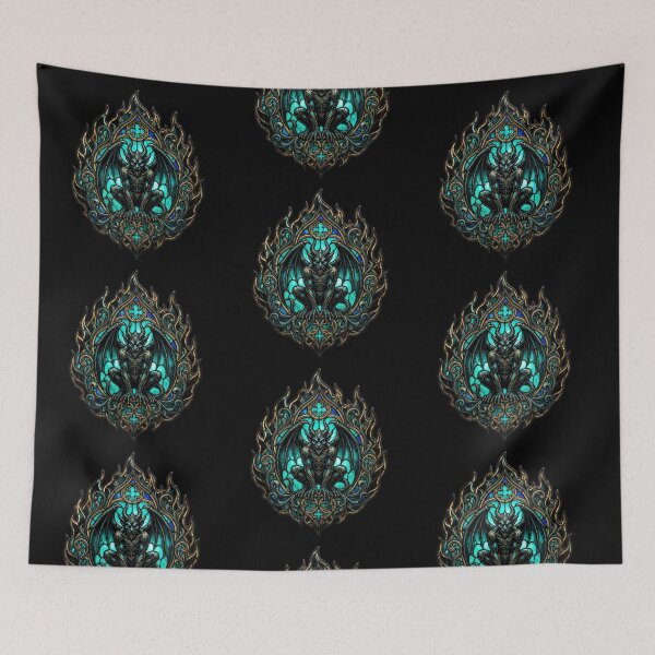 Item preview, Gothic Turquoise Stained Glass Gargoyle Emblem designed and sold by David Mateo ArtWorks.