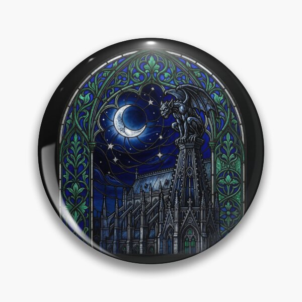 Item preview, Gothic Gargoyle on Cathedral Spire with Moon designed and sold by David Mateo ArtWorks.