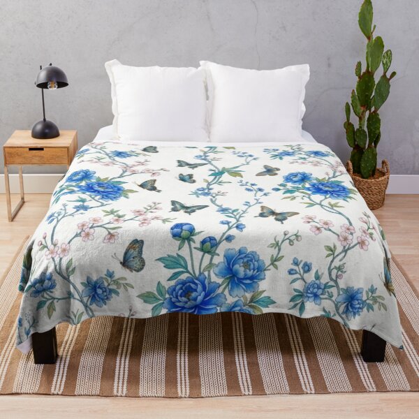 Item preview, Vintage Chinoiserie Peony Flowers on White Background designed and sold by FashioonTrends.