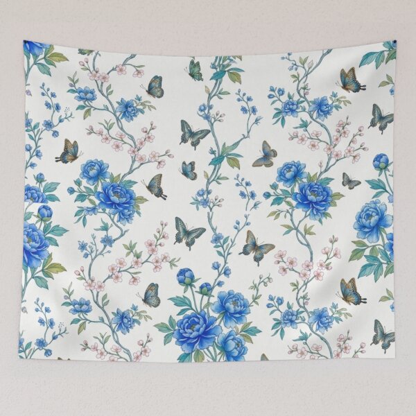 Item preview, Vintage Chinoiserie Peony Flowers on White Background designed and sold by FashioonTrends.