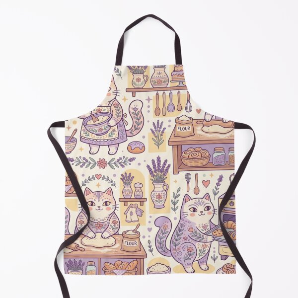 Item preview, Lavender Bakery Cats | Cute Cottagecore Baking Pattern designed and sold by Iampoji.