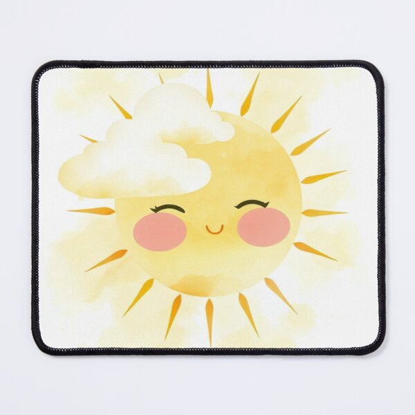 Item preview, Happy Watercolor Sun and Clouds Nursery Print designed and sold by Vida e Arte.