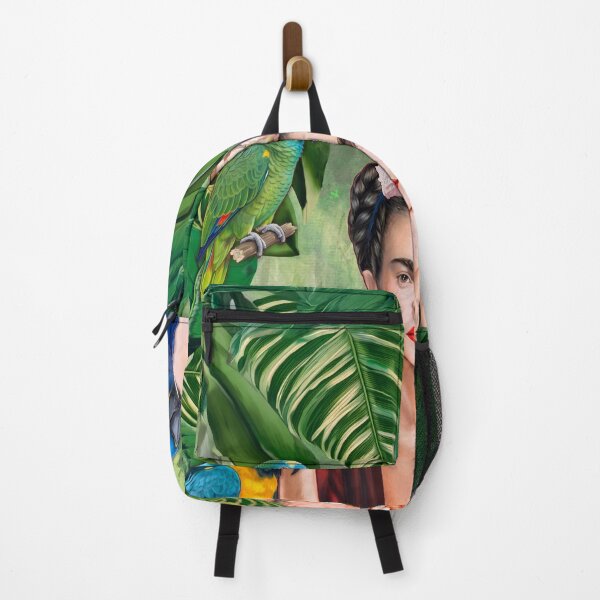 Item preview, Tropical Frida – Exotic jungle portrait with parrots designed and sold by Artdavesalzburg.