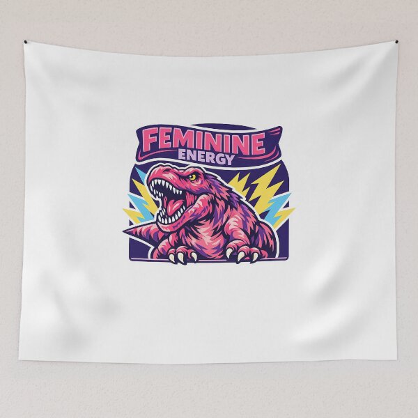 Item preview, Wavy Banner Pink T-Rex Feminine Energy Sticker designed and sold by MIROUZ2000.