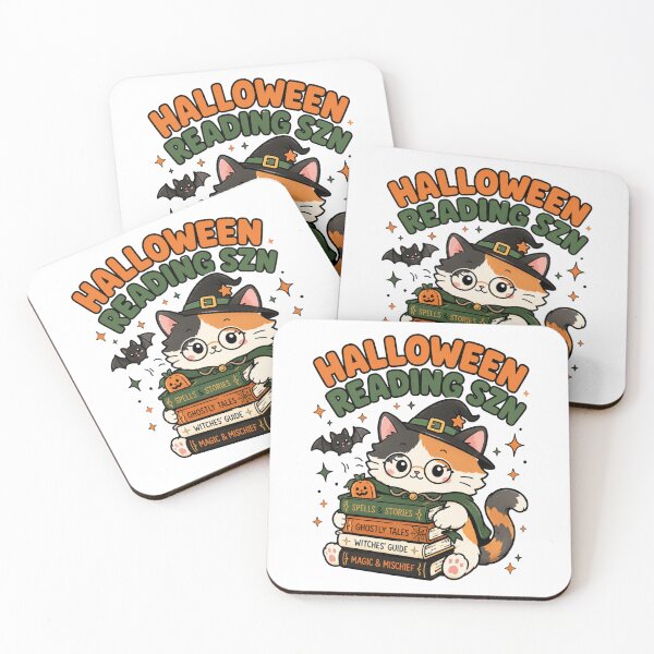 Item preview, Cute Cat Halloween Reading Szn Funny Witch Book Shirt — Spells Stories Ghostly Tales Kawaii Cat Book Lover Gift Tee designed and sold by MaynyStudio.