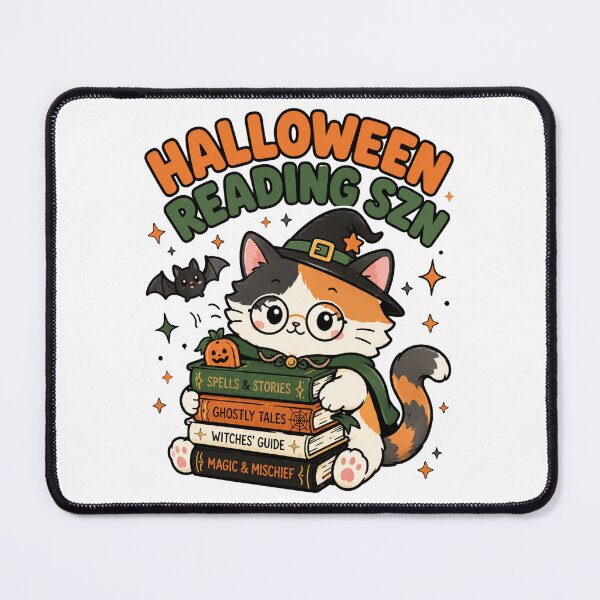 Item preview, Cute Cat Halloween Reading Szn Funny Witch Book Shirt — Spells Stories Ghostly Tales Kawaii Cat Book Lover Gift Tee designed and sold by MaynyStudio.