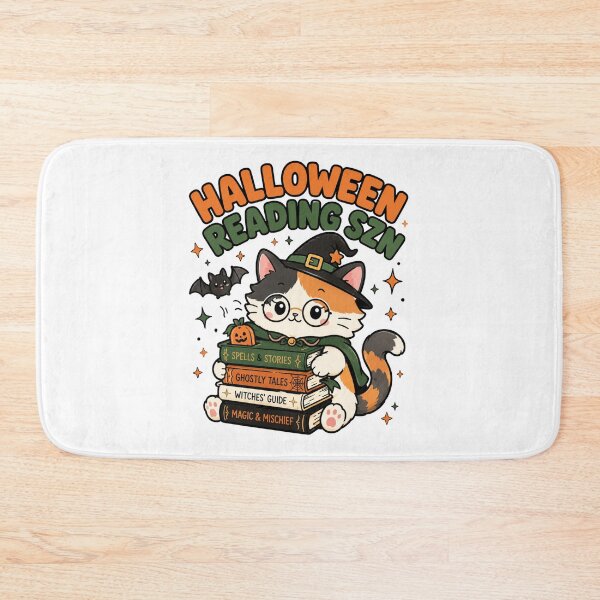 Item preview, Cute Cat Halloween Reading Szn Funny Witch Book Shirt — Spells Stories Ghostly Tales Kawaii Cat Book Lover Gift Tee designed and sold by MaynyStudio.