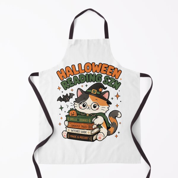 Item preview, Cute Cat Halloween Reading Szn Funny Witch Book Shirt — Spells Stories Ghostly Tales Kawaii Cat Book Lover Gift Tee designed and sold by MaynyStudio.