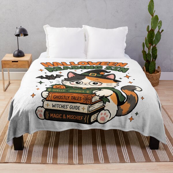 Item preview, Cute Cat Halloween Reading Szn Funny Witch Book Shirt — Spells Stories Ghostly Tales Kawaii Cat Book Lover Gift Tee designed and sold by MaynyStudio.