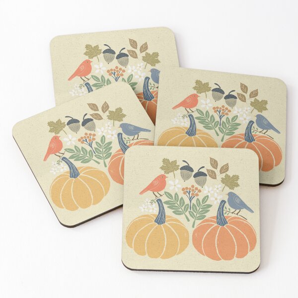 Item preview, Cozy Autumn Garden Pumpkins and Songbirds Illustration designed and sold by DColourMuse.