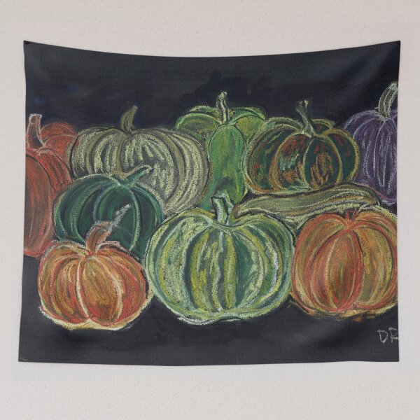 Item preview, Vibrant pumpkins & gourds chalk pastel art designed and sold by DebTheZeb.