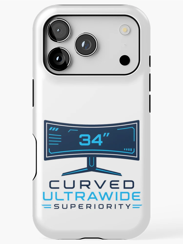 Thumbnail 1 of 4, iPhone Case, 34-Inch Curved Vision - Sim Racing Humor designed and sold by GarageGraphics.