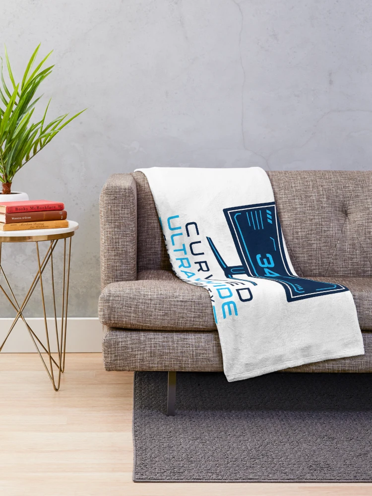 Thumbnail 2 of 6, Throw Blanket, 34-Inch Curved Vision - Sim Racing Humor designed and sold by GarageGraphics.