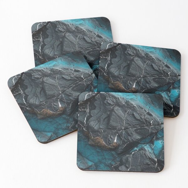 Item preview, Dark Rock Texture with Neon Teal Crystal Veins Abstract Stone designed and sold by LYAN-STORE.