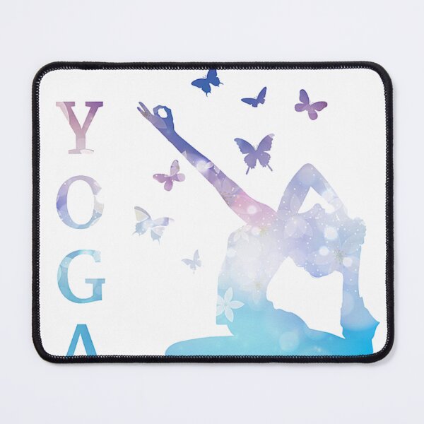 Item preview, Serene Yoga Tree Pose – Blue Watercolor Gradient with Butterflies designed and sold by RaresS.