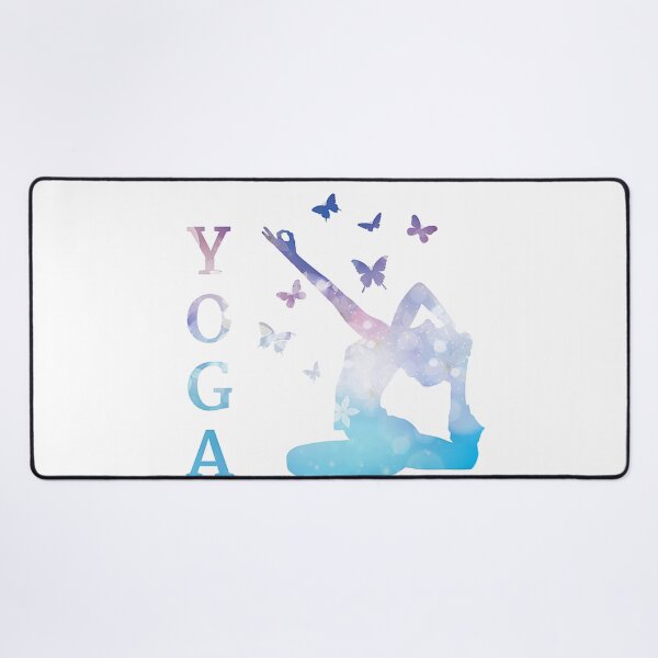 Item preview, Serene Yoga Tree Pose – Blue Watercolor Gradient with Butterflies designed and sold by RaresS.