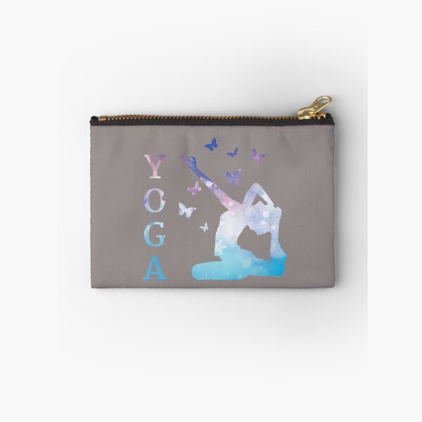 Item preview, Serene Yoga Tree Pose – Blue Watercolor Gradient with Butterflies designed and sold by RaresS.