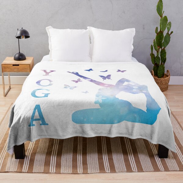 Item preview, Serene Yoga Tree Pose – Blue Watercolor Gradient with Butterflies designed and sold by RaresS.