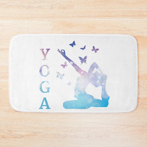 Item preview, Serene Yoga Tree Pose – Blue Watercolor Gradient with Butterflies designed and sold by RaresS.