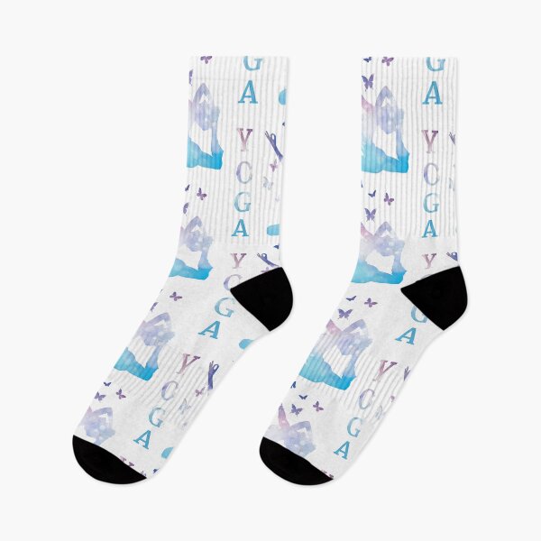 Item preview, Serene Yoga Tree Pose – Blue Watercolor Gradient with Butterflies designed and sold by RaresS.