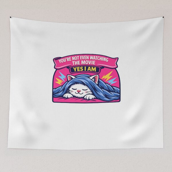 Item preview, Sleeping White Cat Watching Movie Sarcastic Sticker designed and sold by MIROUZ2000.