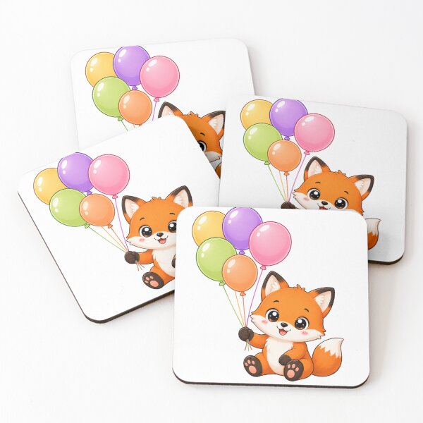 Item preview, Cute Fox Holding Colorful Balloons Birthday Art designed and sold by Seculinator.